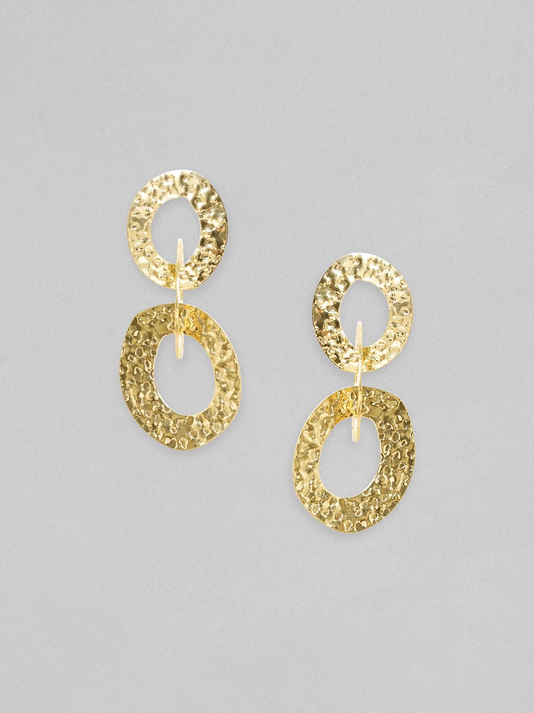 Rubans Gold Toned Textured Cuban Link Dangle Earrings Earrings