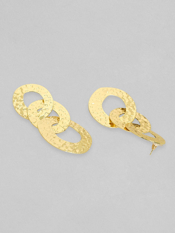 Rubans Gold Toned Textured Cuban Link Dangle Earrings Earrings
