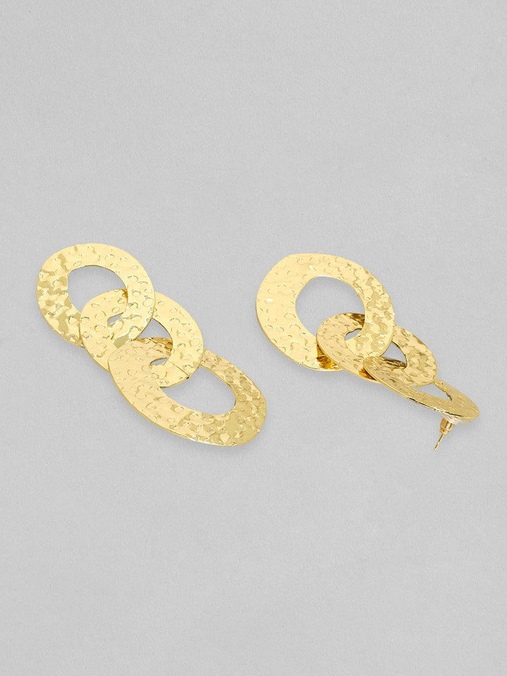 Rubans Gold Toned Textured Cuban Link Dangle Earrings Earrings