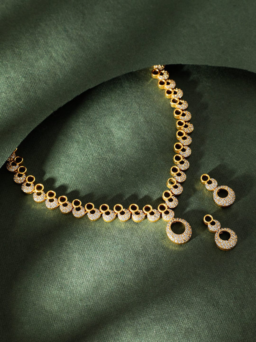 Rubans Golden Glamour AD Necklace Set Jewellery Sets