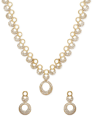 Rubans Golden Glamour AD Necklace Set Jewellery Sets