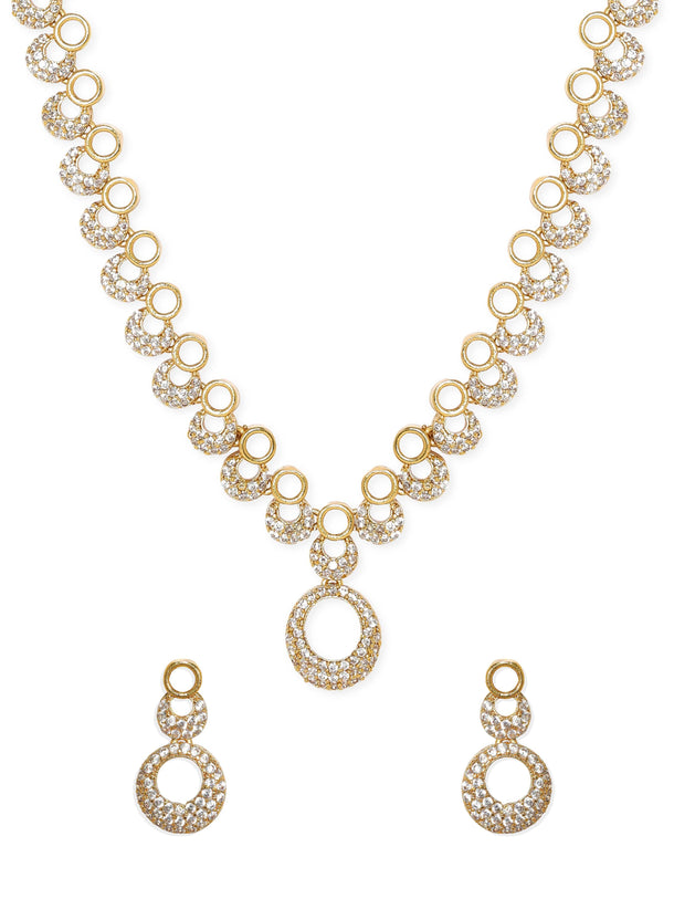 Rubans Golden Glamour AD Necklace Set Jewellery Sets