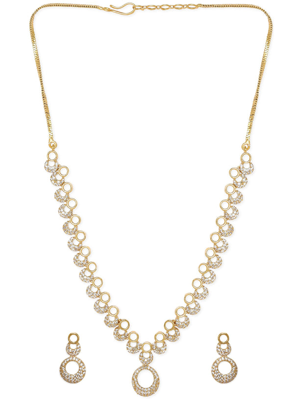 Rubans Golden Glamour AD Necklace Set Jewellery Sets