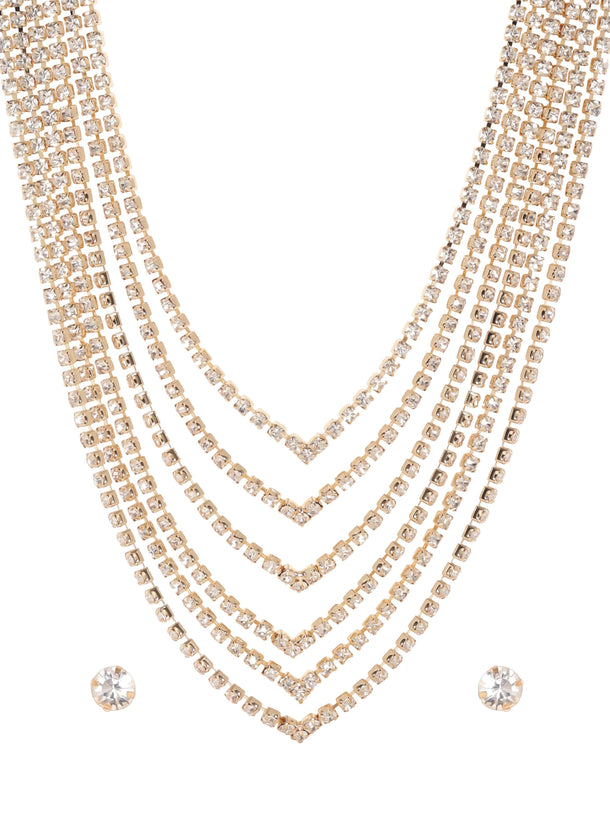 Rubans Golden Radiance Zircon Stone Gold Tone Western Necklace Set Jewellery Sets