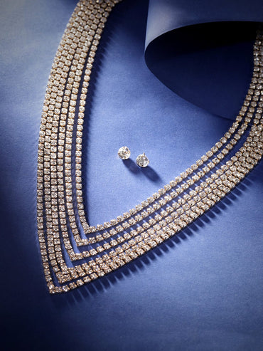 Rubans Golden Radiance Zircon Stone Gold Tone Western Necklace Set Jewellery Sets