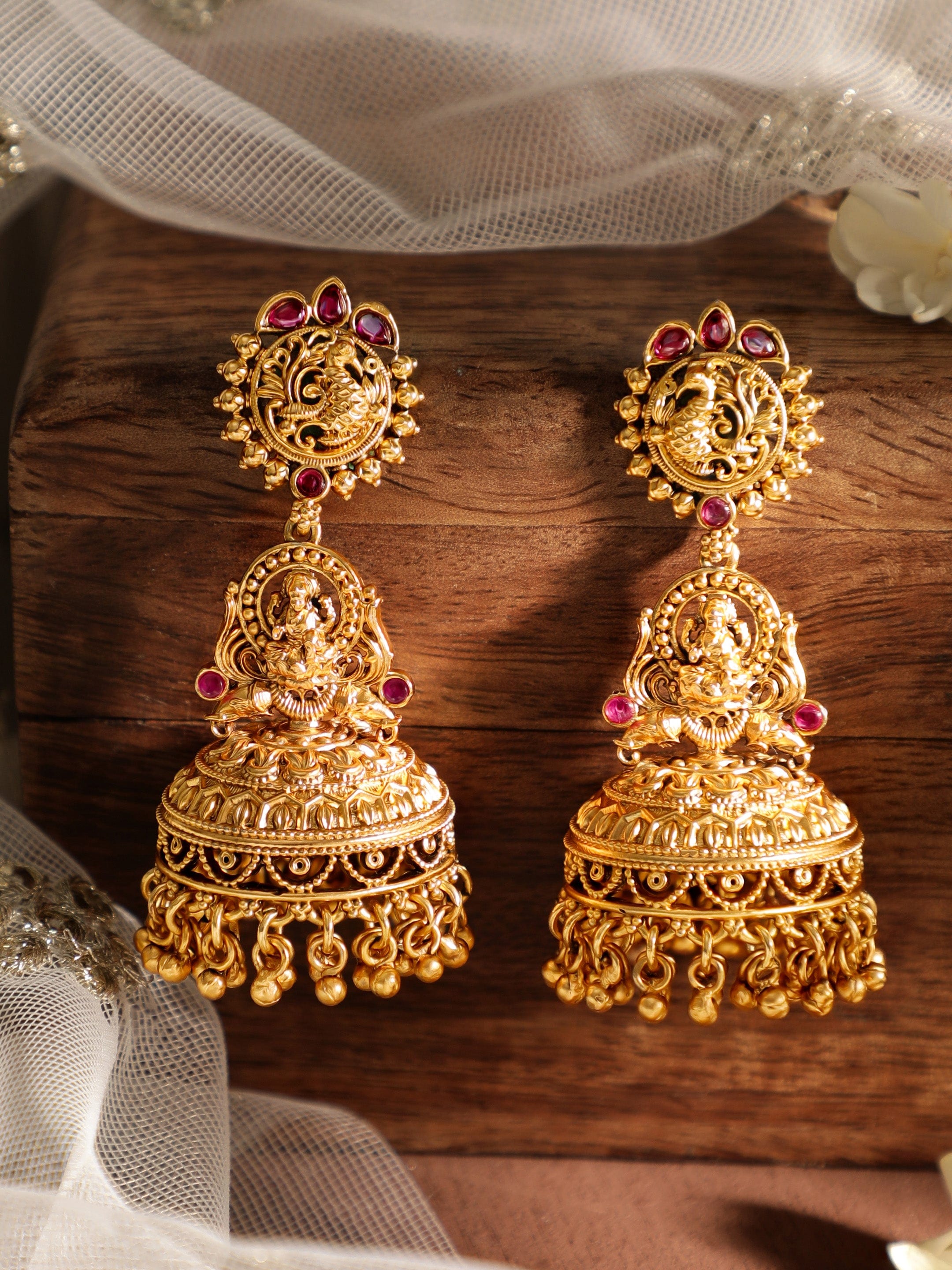 Buy quality 916 gold fancy new design light weight earrings in Ahmedabad