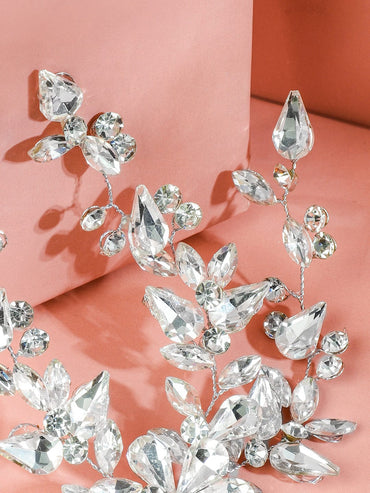 Rubans Handcrafted Silver-Toned Crystal Floral Side Clip Hair Accessory for Women Head Jewellery