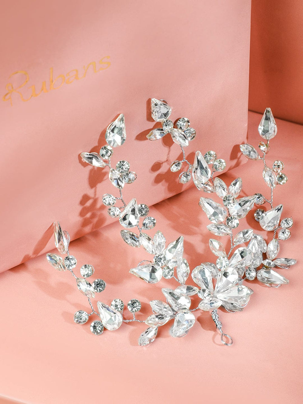 Rubans Handcrafted Silver-Toned Crystal Floral Side Clip Hair Accessory for Women Head Jewellery