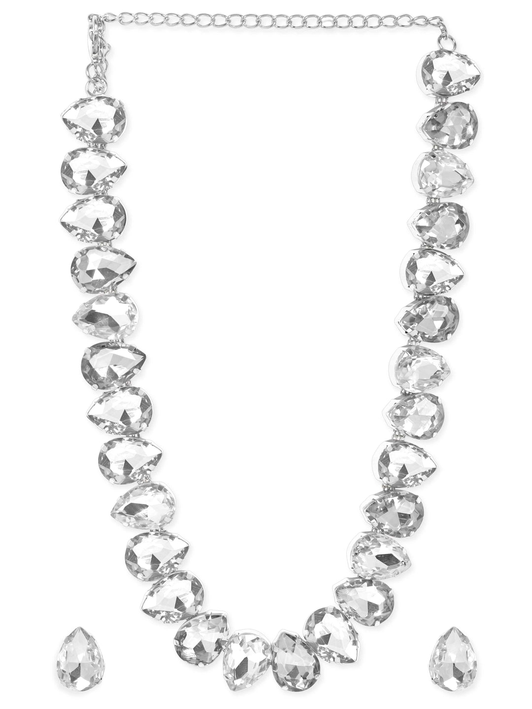 Rubans Ivory Whispers White Stone Western Statement Necklace Set Jewellery Sets