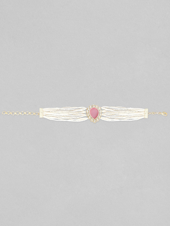 Rubans Kundan Pink Stone Pearl Bracelet Bangles & Bracelets