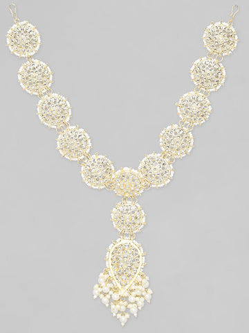 Rubans Kundan Studded Matha Patti With Pearl Hangings Head Jewellery
