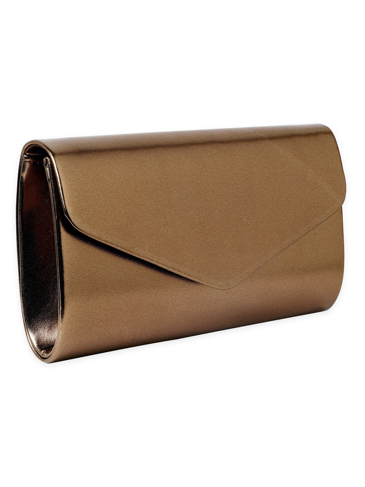 Rubans Luxurious Craftsmanship Handcrafted Golden Clutch with Glossy Finish Handbag, Wallet Accessories & Clutche
