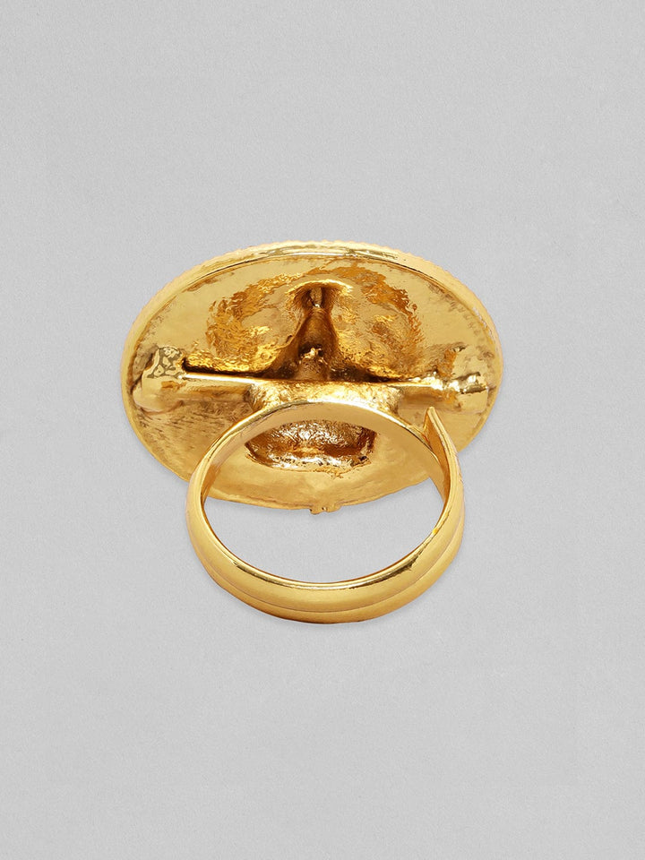Rubans Luxury 22K Gold Plated Finely Detailed Goddess Statement Ring. Rings