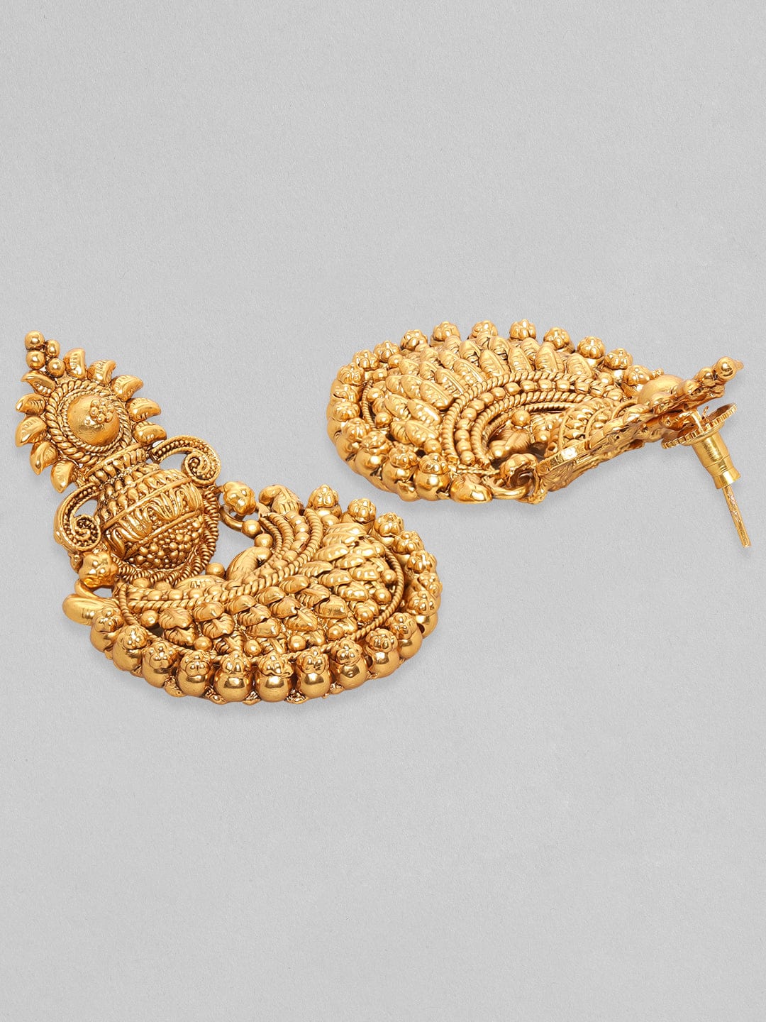 Rubans Luxury 22K Pure Gold Plated With Antique Detail Temple Dangle Earring Earrings