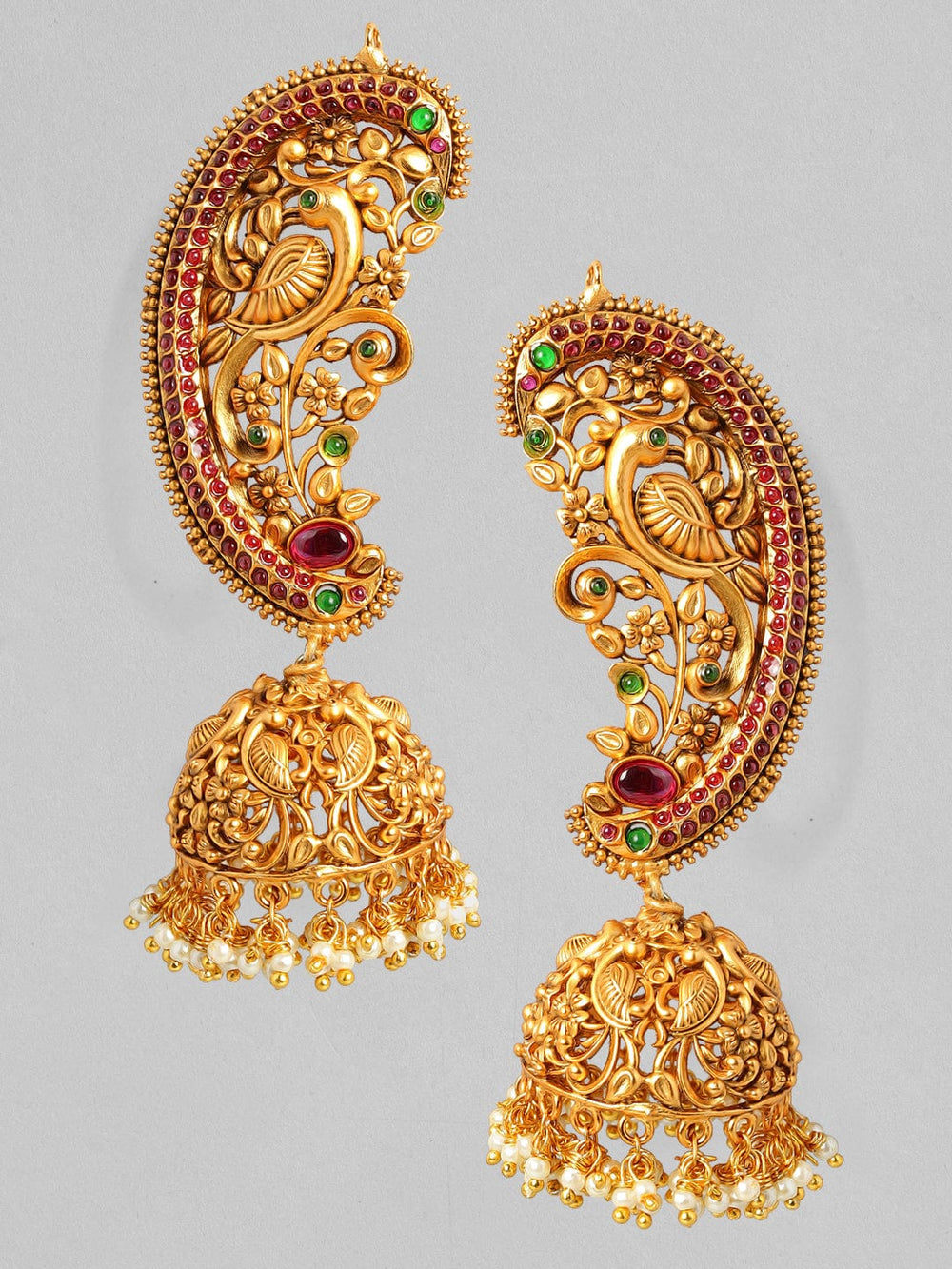 Rubans LUXURY Traditionally Handcrafted 22Kt Gold Plated Temple Jhumka Earrings Earrings