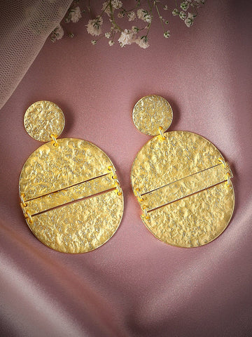 Rubans Matt Gold Finish Circular Textured Earrings. Earrings