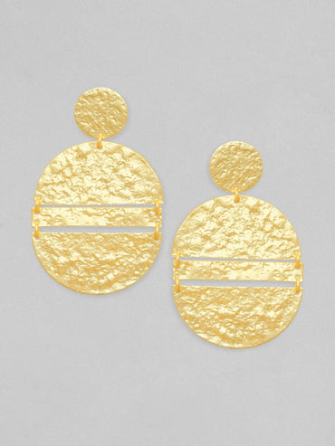 Rubans Matt Gold Finish Circular Textured Earrings. Earrings