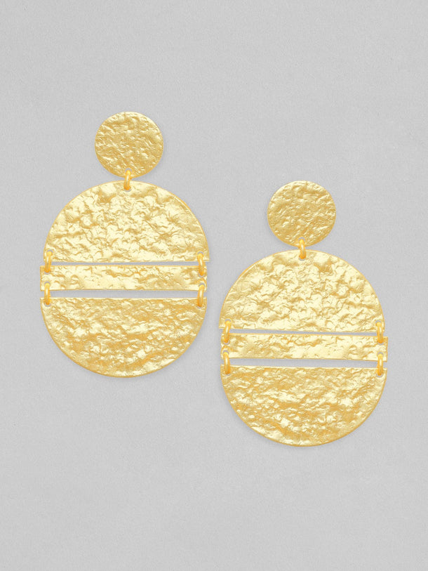 Rubans Matt Gold Finish Circular Textured Earrings. Earrings