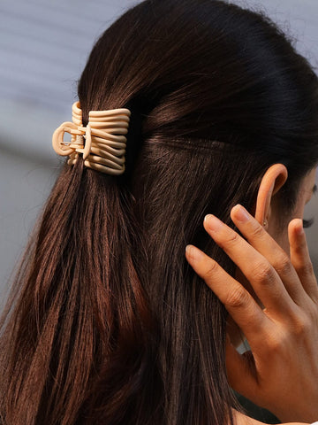 Rubans Matte Black & Cream Spiral Hair Claw Clip Set of 2 for Trendy & Secure Hold Hair Accessory