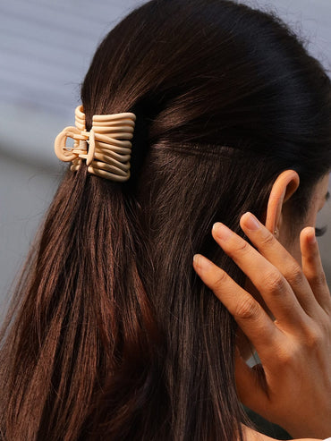 Rubans Matte Black & Cream Spiral Hair Claw Clip Set of 2 for Trendy & Secure Hold Hair Accessory