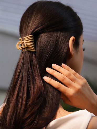 Rubans Matte Brown & Taupe Spiral Hair Claw Clip Set of 2 for Stylish & Secure Hold Hair Accessory