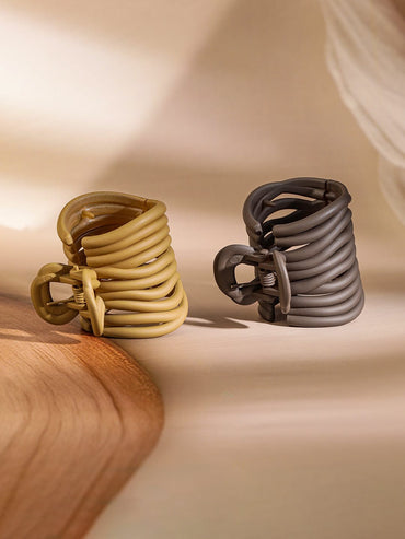 Rubans Matte Brown & Taupe Spiral Hair Claw Clip Set of 2 for Stylish & Secure Hold Hair Accessory