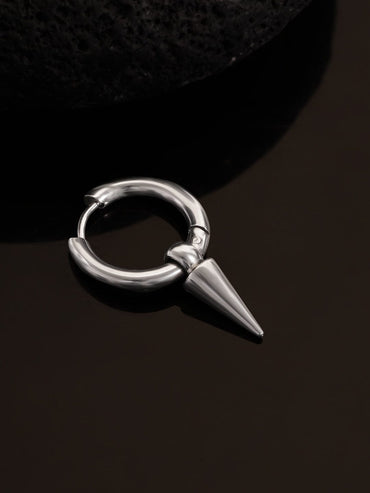 Rubans Men's Stainless Steel Silver-Plated Tarnish-Free Waterproof Spike Charm Earring Earrings