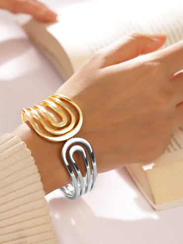 Rubans Modern Dual-Tone Open Cuff Bracelet Bangles & Bracelets
