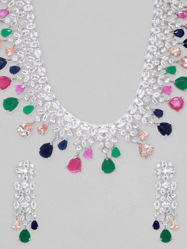 Rubans Multi color Zircon Studded Jewellery Set Necklace Set
