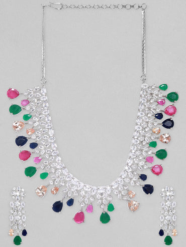 Rubans Multi color Zircon Studded Jewellery Set Necklace Set