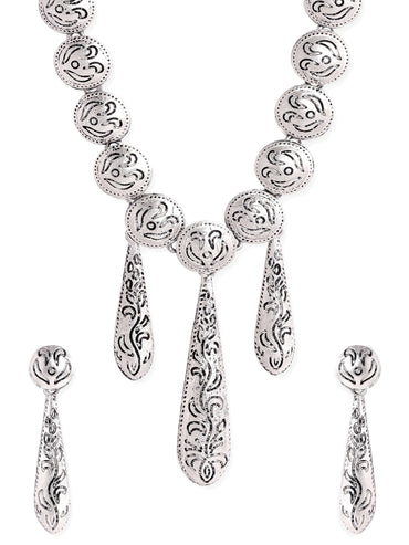Rubans Mystic Radiance Oxidized Silver-Plated Jewelry Set Jewellery Sets