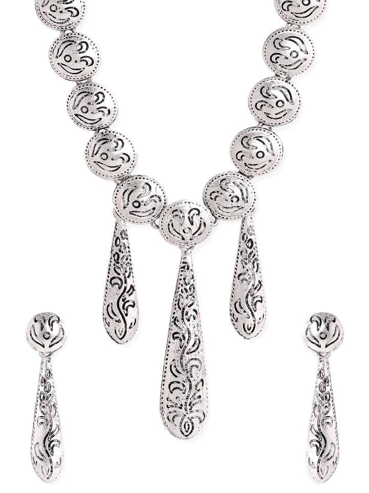 Rubans Mystic Radiance Oxidized Silver-Plated Jewelry Set Jewellery Sets