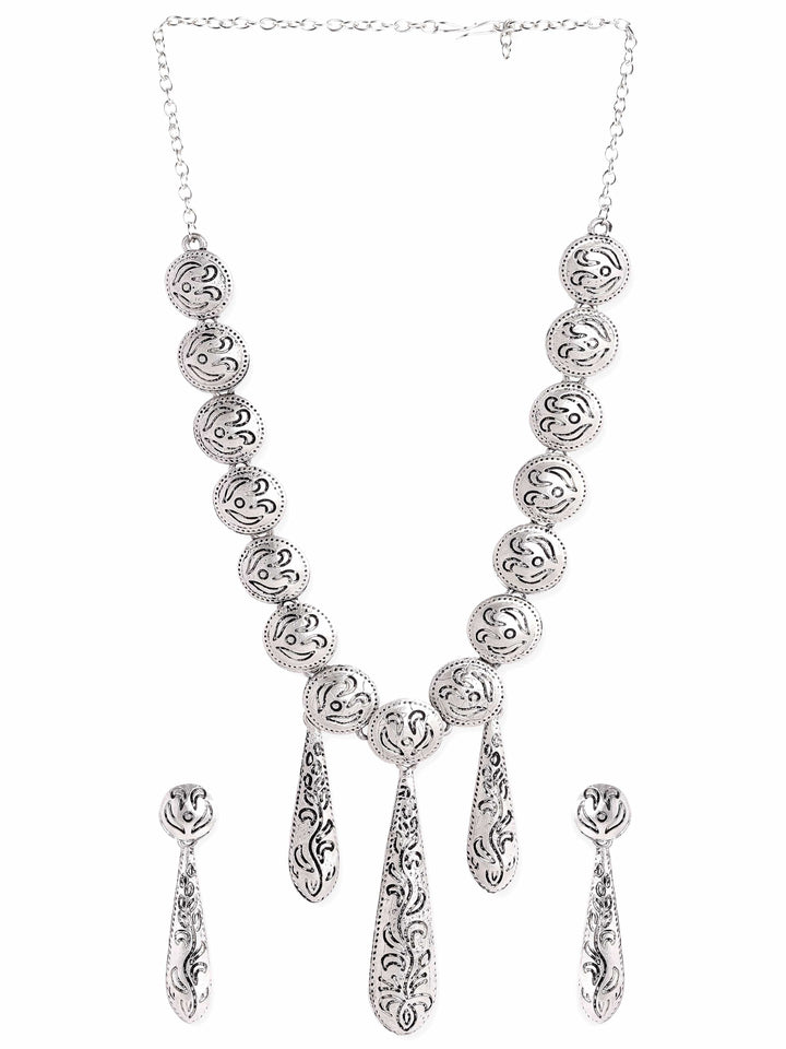 Rubans Mystic Radiance Oxidized Silver-Plated Jewelry Set Jewellery Sets