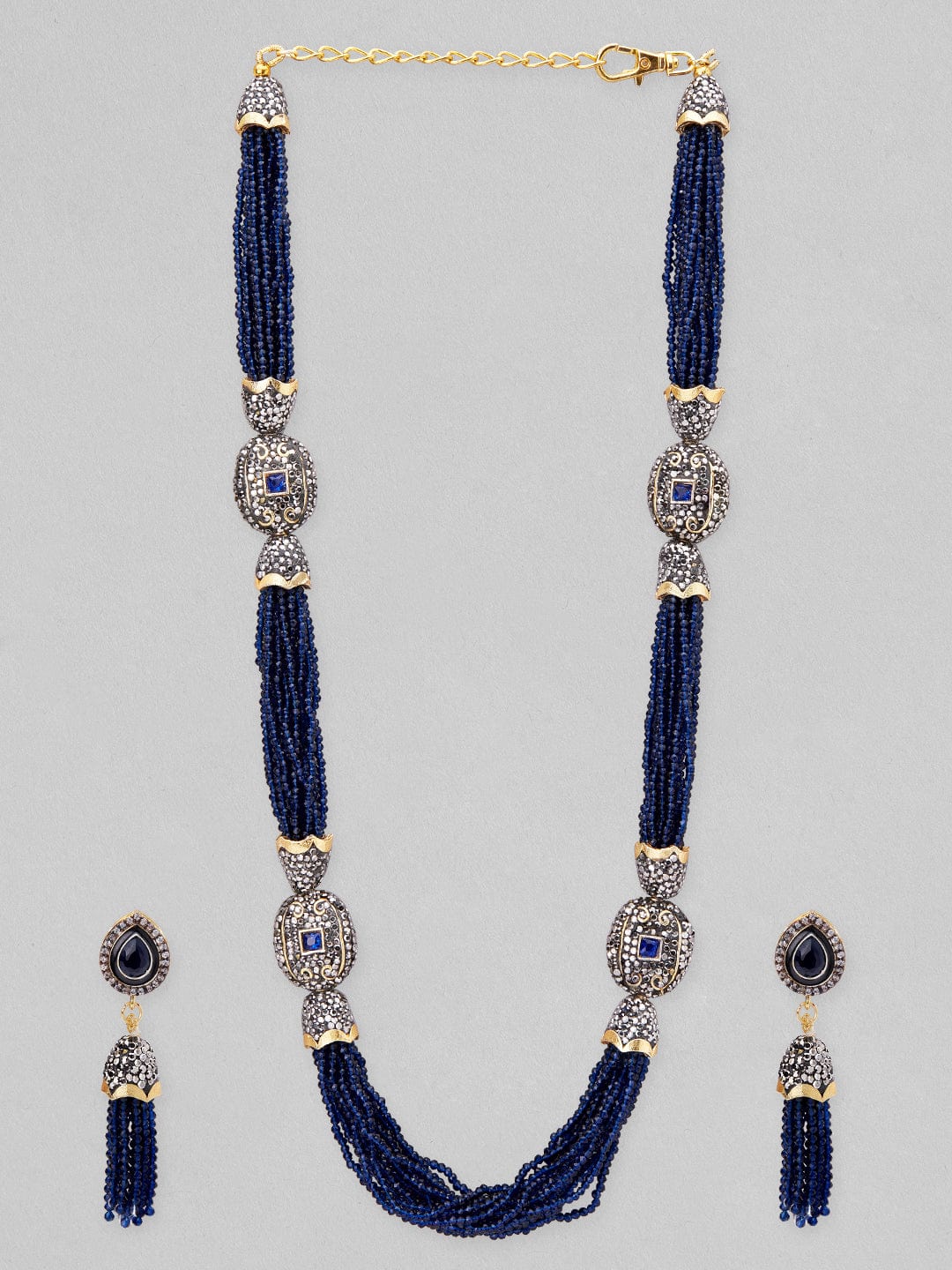 Rubans Necklace Set With Royal Blue beads And Elegant Design Necklace Set