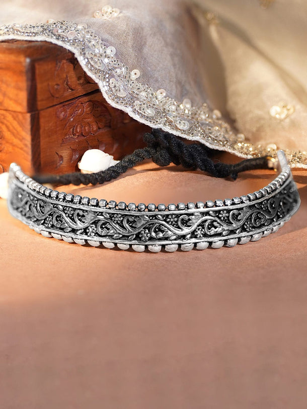 Rubans Oxidised Silver-Plated Antique Choker Necklace Necklace & Chains