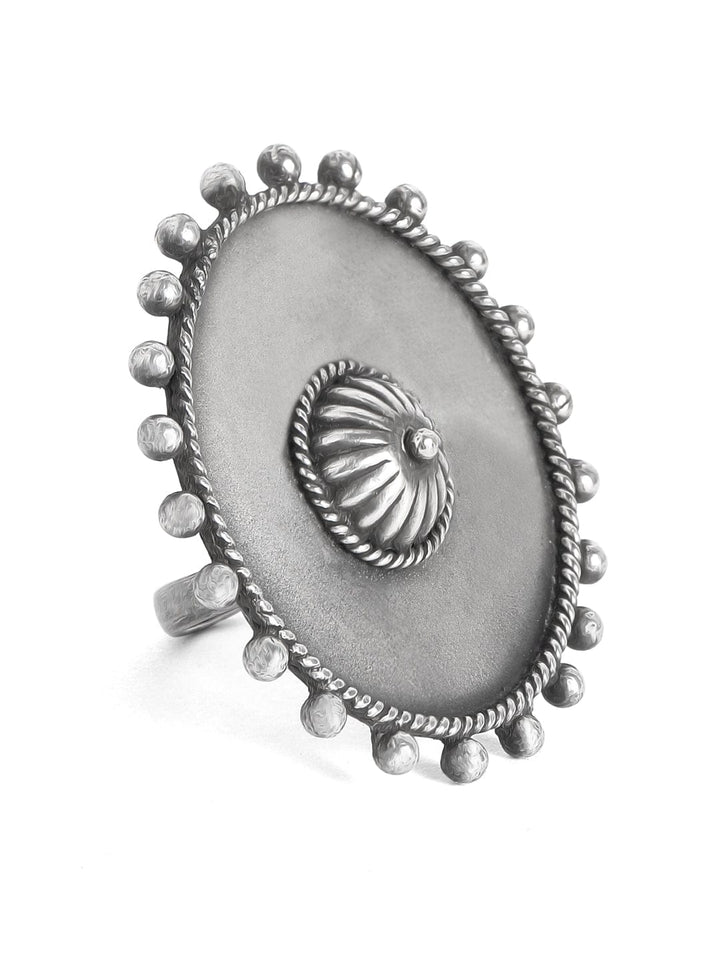 Rubans Oxidised Silver-Plated Filigree Finger Ring Rings