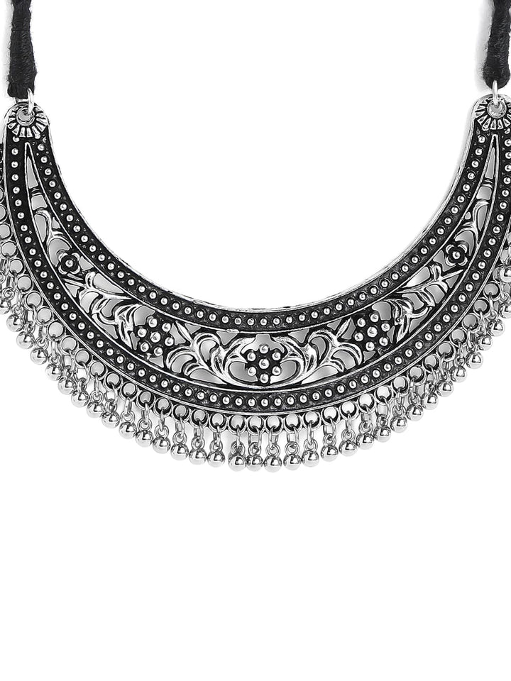 Rubans Oxidised Silver Plated Handcrafted Filligree Necklace Chain & Necklaces
