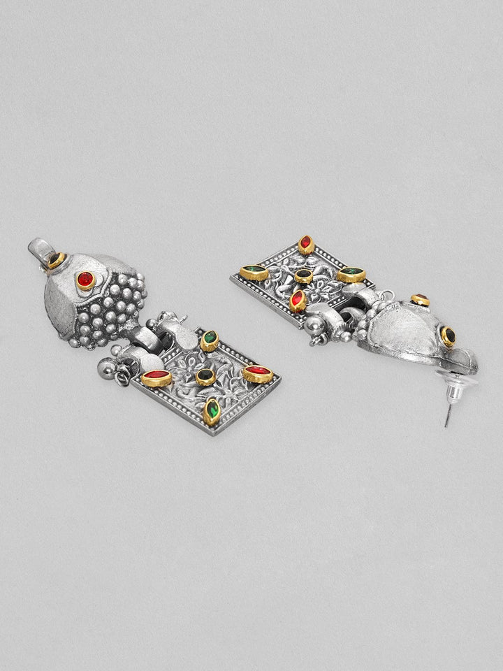 Rubans Oxidised Women Silver-Plated Kundan-Studded Jewellery Set Jewellery Sets