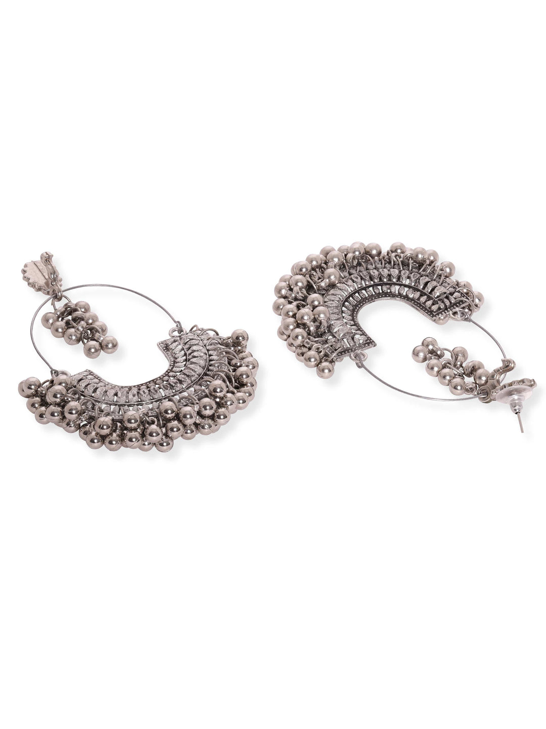 Rubans Oxidized Plated Peackok Motif Ghungroo Beaded Handcrafted Jhumka Earrings Earrings