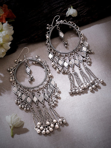 Rubans Oxidized silver Plated ghungroo dangle statement Earrings Earrings