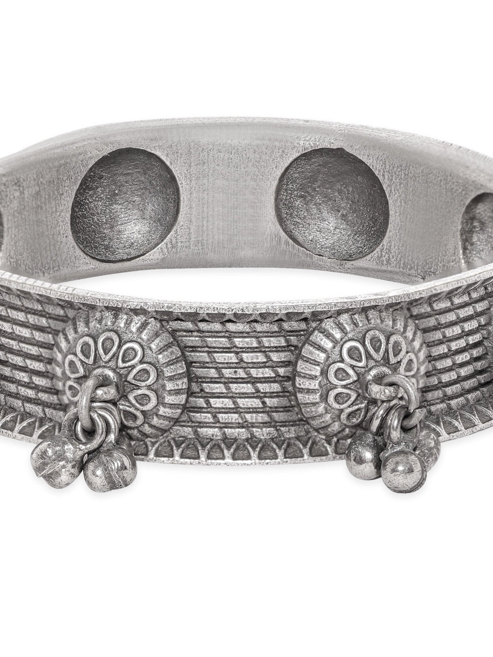 Rubans Oxidized Silver Plated Kada Bracelet with Ghungroo Embellishments Bangles & Bracelets