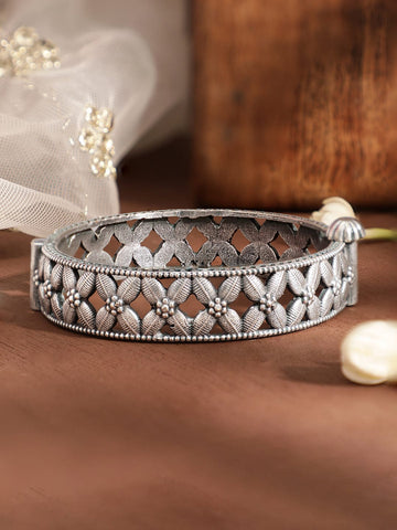 Rubans Oxidized silver plated textured handcrafted bracelet Bangles & Bracelets