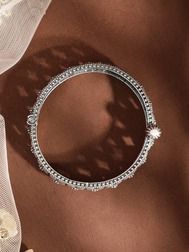 Rubans Oxidized silver plated textured handcrafted bracelet Bangles & Bracelets