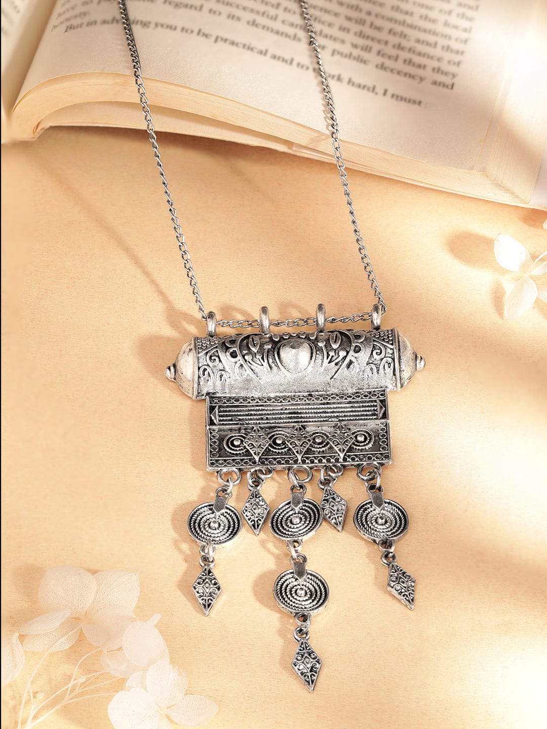 Rubans Oxidized Silver Toned Handcrafted Necklace Necklaces, Necklace Sets, Chains & Mangalsutra