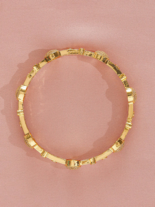 Rubans Pack Of 2 22K Gold-Plated CZ Studded Contemporary Bangle Wristwear