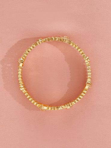 Rubans Pack Of 2 22K Gold-Plated Emerald Stone Studded Traditional Bangles Wristwear