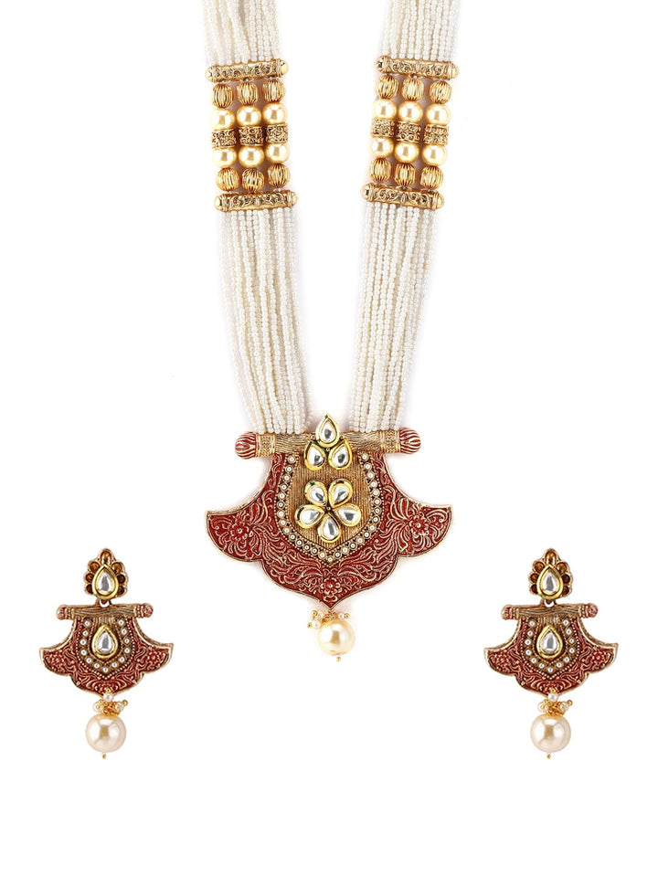 Rubans Pearl Kundan Studded Necklace Set Necklace Set