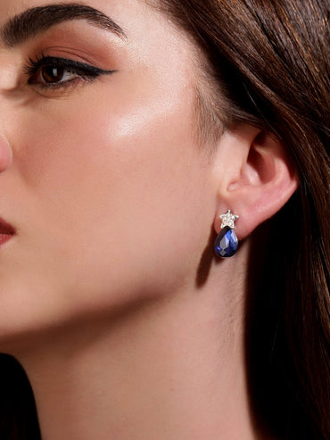 Rubans Petite Blue Stone Studs for Everyday Elegance Earrings