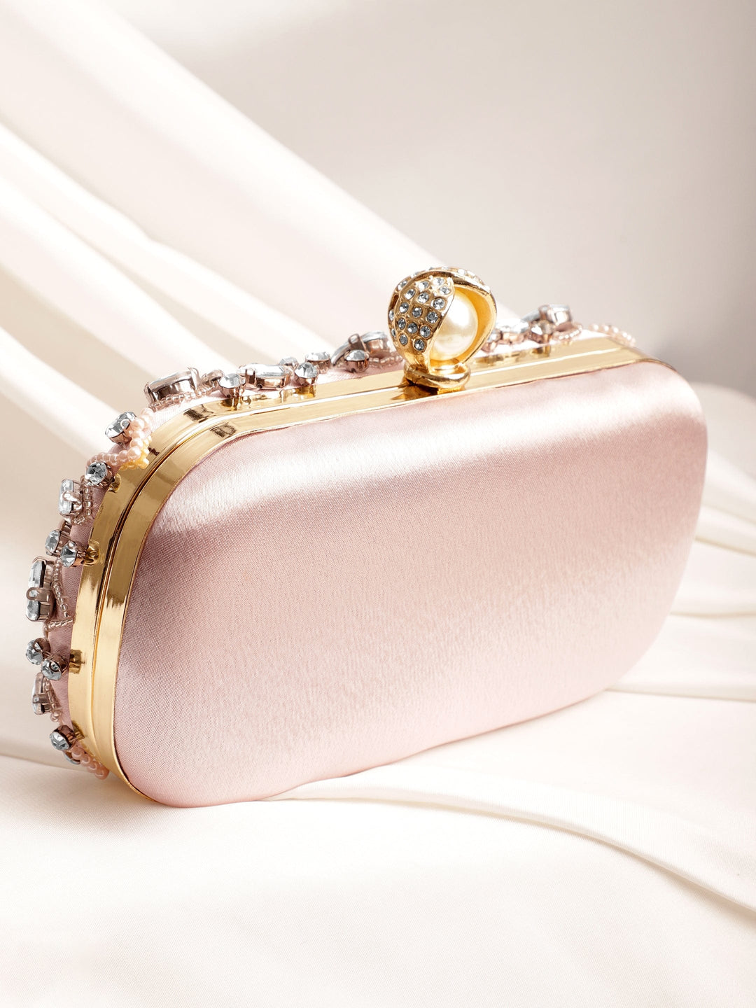 Rubans Pink bag studded with bold crystals exquisite clutch handbag Clutches