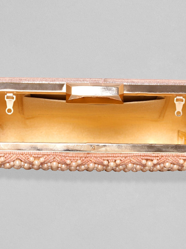 Rubans Pink Embellished Shopper Handheld Bag Clutches